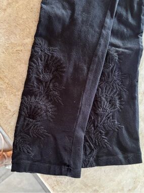 Johnny Was Black cotton leggings black embroidered XS lovely soft casual